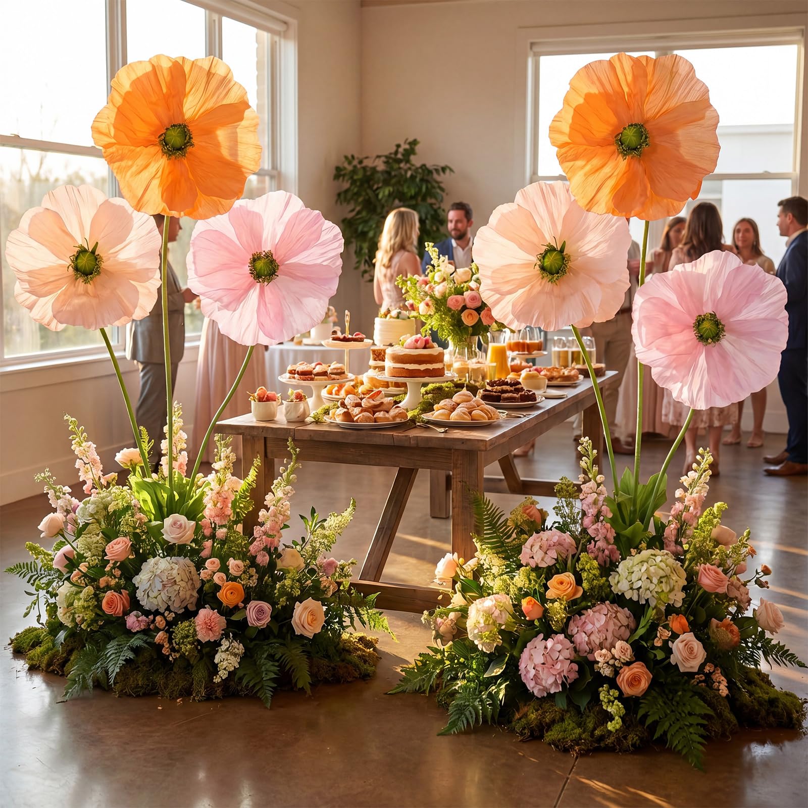 Riesige künstliche Blumen zur Dekoration, große Papierblumen, stehend, handgefertigt, Dekoration für Garten, Geburtstag, Party, Hochzeit, Requisiten, Festival, Schaufenster, 1,9 m (klassische