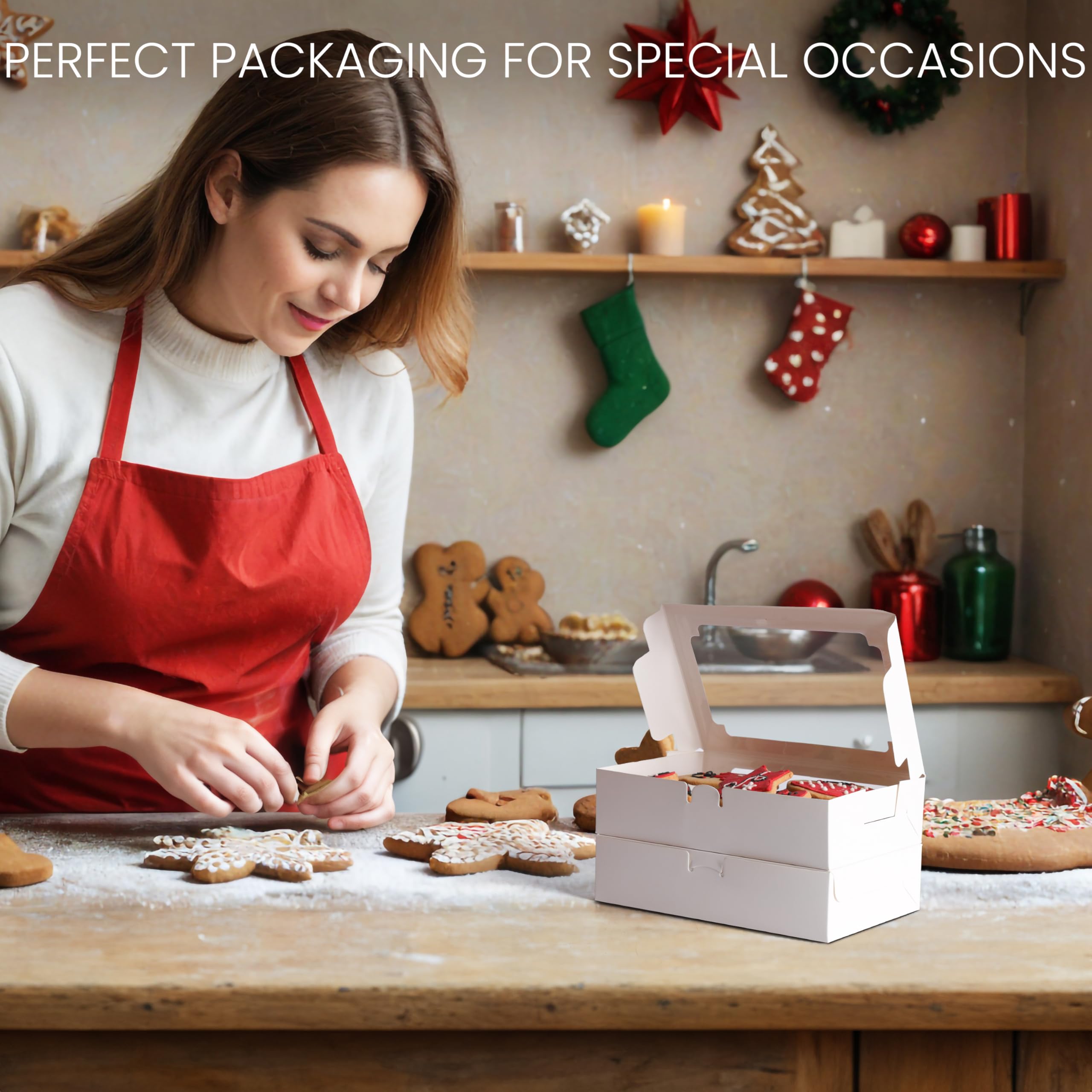 MT Products Keksboxen Aus Kraftpapier Mit Fenster – 20,3x20,3x6,3 Cm, Automatisches Pop-up-Design Für Cupcakes & Gebäck