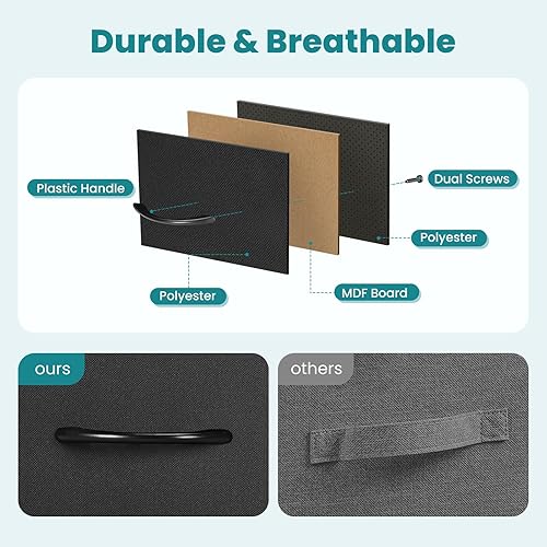 Miniatura 4 de OLIXIS Cómoda de 5 cajones para dormitorio, torre de almacenamiento de tela para sala de estar, entrada, marco de acero resistente, parte superior