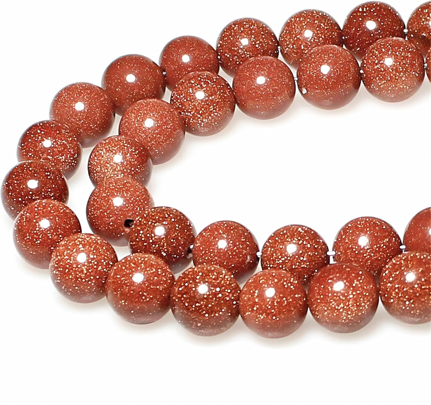 MJDCB AAA Natural Gold Sand Gemstone Loose Round Beads Spacer Beads for Jewelry Making (8mm) Gold Sand Stone 8mm