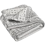 NTBAY 3 Layer Muslin Cotton Toddler Blanket, Jacquard Reversible Nursery Bed Blanket, Super Soft and Thermal for All Seasons, Decoration Gift, 30x40, Dark Grey Bear