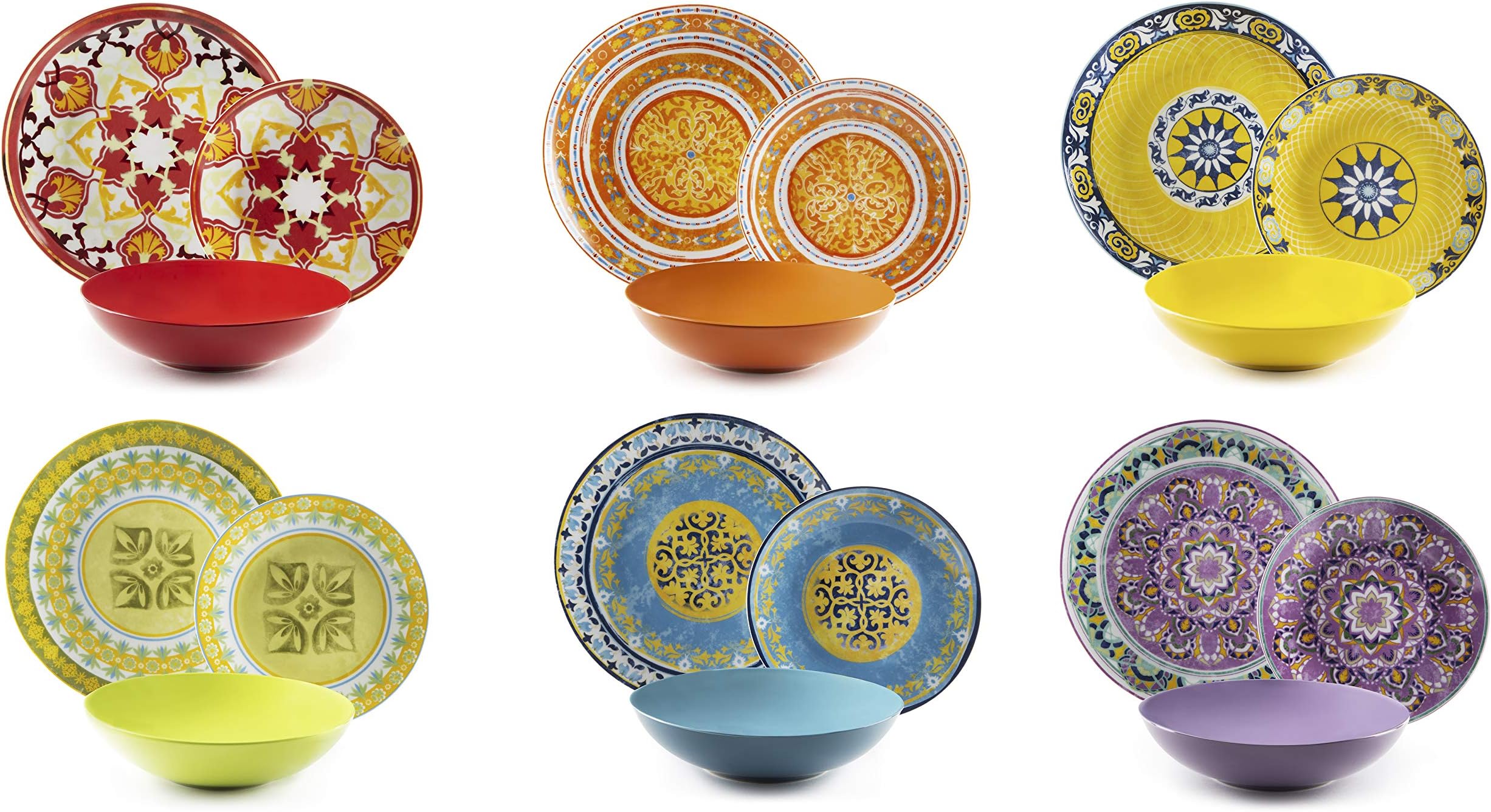 ETNO Chic Porcelain Dinner Set, Multi-Colour, 21-Piece
