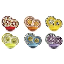 Excelsa Etno Chic Servizio Tavola, Porcellana, Multicolore, 18 Unità