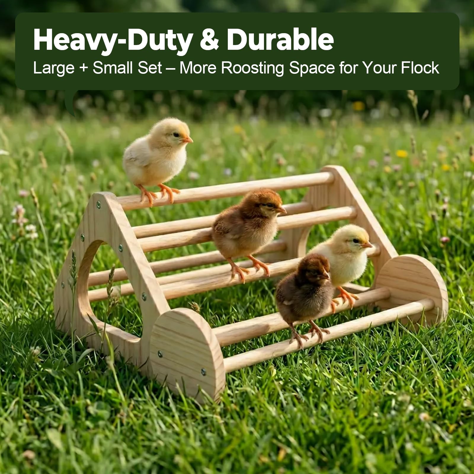 Paquete de 2 juguetes de pollo, perca de pollo, para gallinero, duradero, para gimnasio, barra de gallo de madera fuerte, columpio de pollo para suministros de pollo para accesorios de