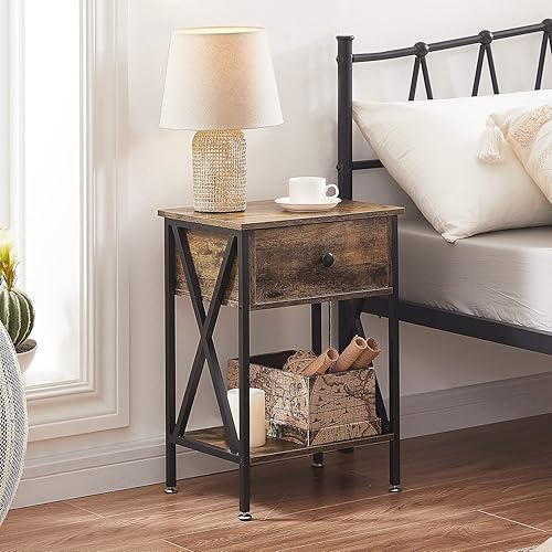 Miniatura 4 de VECELO Mesitas de noche modernas y versátiles, diseño X, estante de almacenamiento con compartimiento para sala de estar, dormitorio, juego de 2,