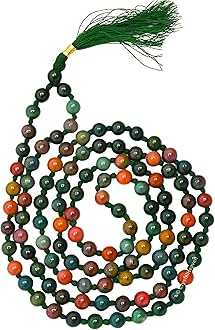 Crystal Heaven Certified Bloodstone Crystal Japa Mala Ganthi For Unisex Adult - 108 Beads Buddhist Prayer Beads - AAA Grade Original Healing Gemstone Agate Mala for Yoga Meditation