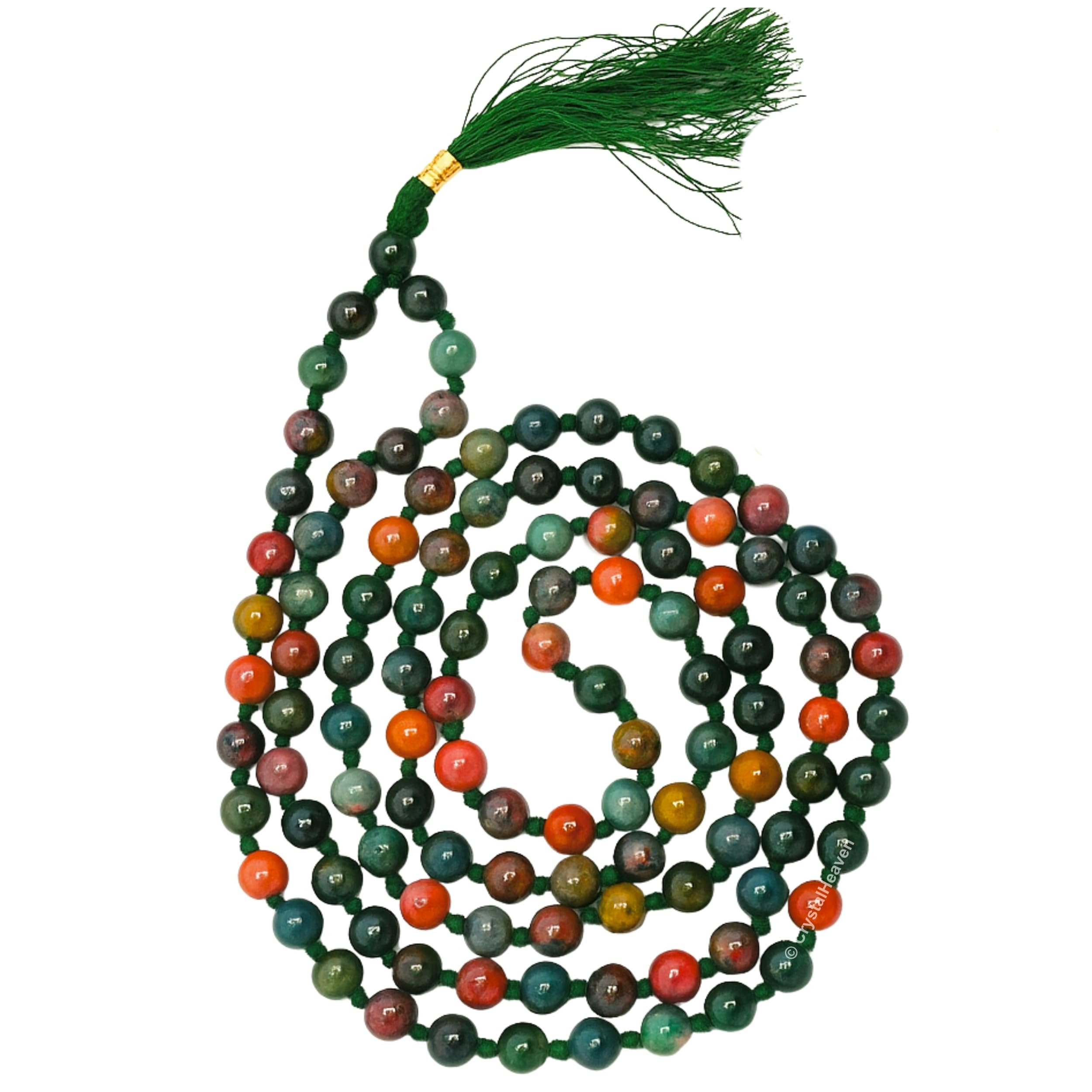 Crystal Heaven Certified Bloodstone Crystal Japa Mala Ganthi For Unisex Adult - 108 Beads Buddhist Prayer Beads - AAA Grade Original Healing Gemstone Agate Mala for Yoga Meditation