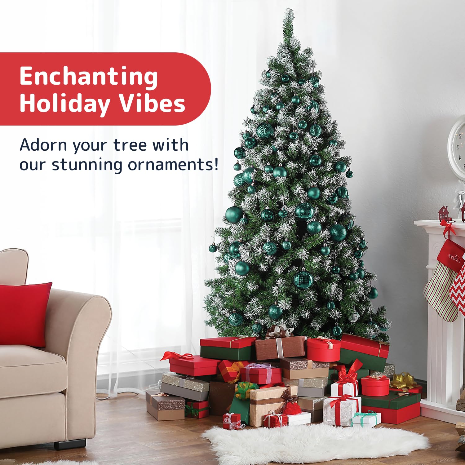 Prextex Palline di Natale Turchesi per Decorazioni Natalizie - 36 Pezzi Addobbi Natalizi Infrangibili Albero Natale con Gancio - Decorazioni Albero di Natale (Combo di 6 Stili in 3 Misure Diverse)