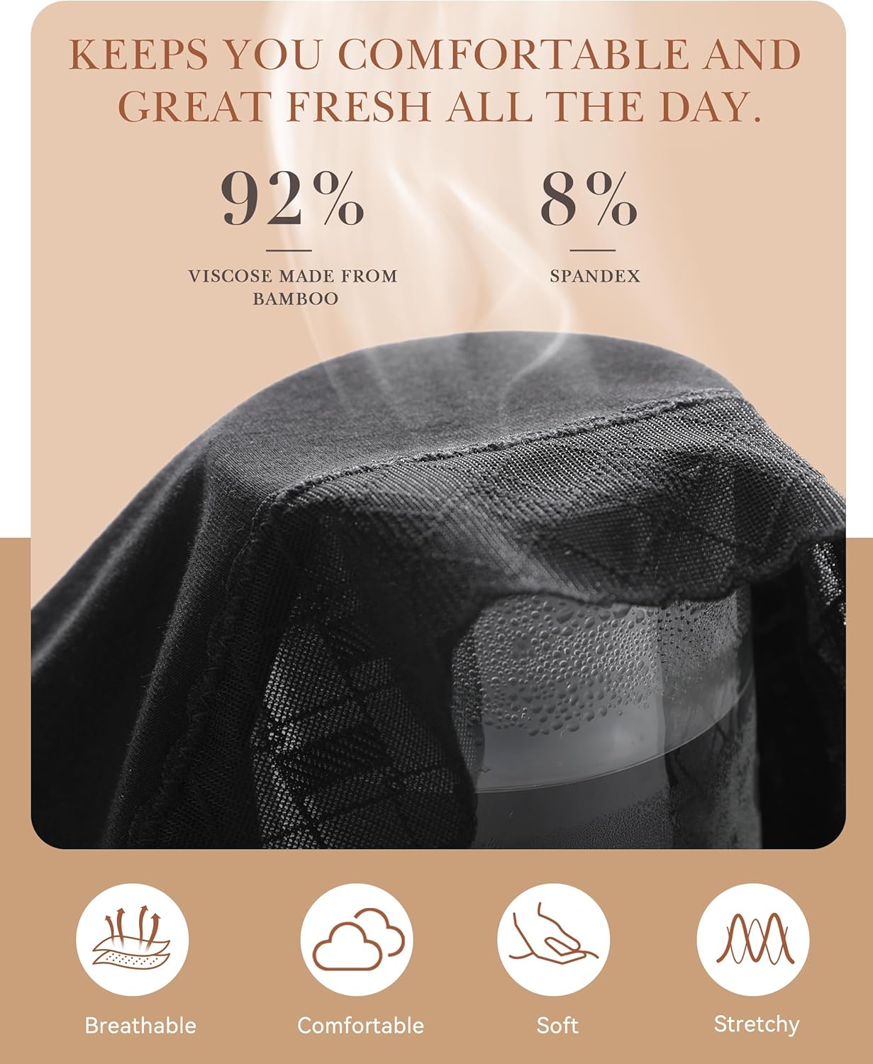 BAMBOO COOL Women's Bikini High Cut Lace Underwear for Women Breathable Moisture-Wicking Ladies Panties, 6-Pack - Image 4