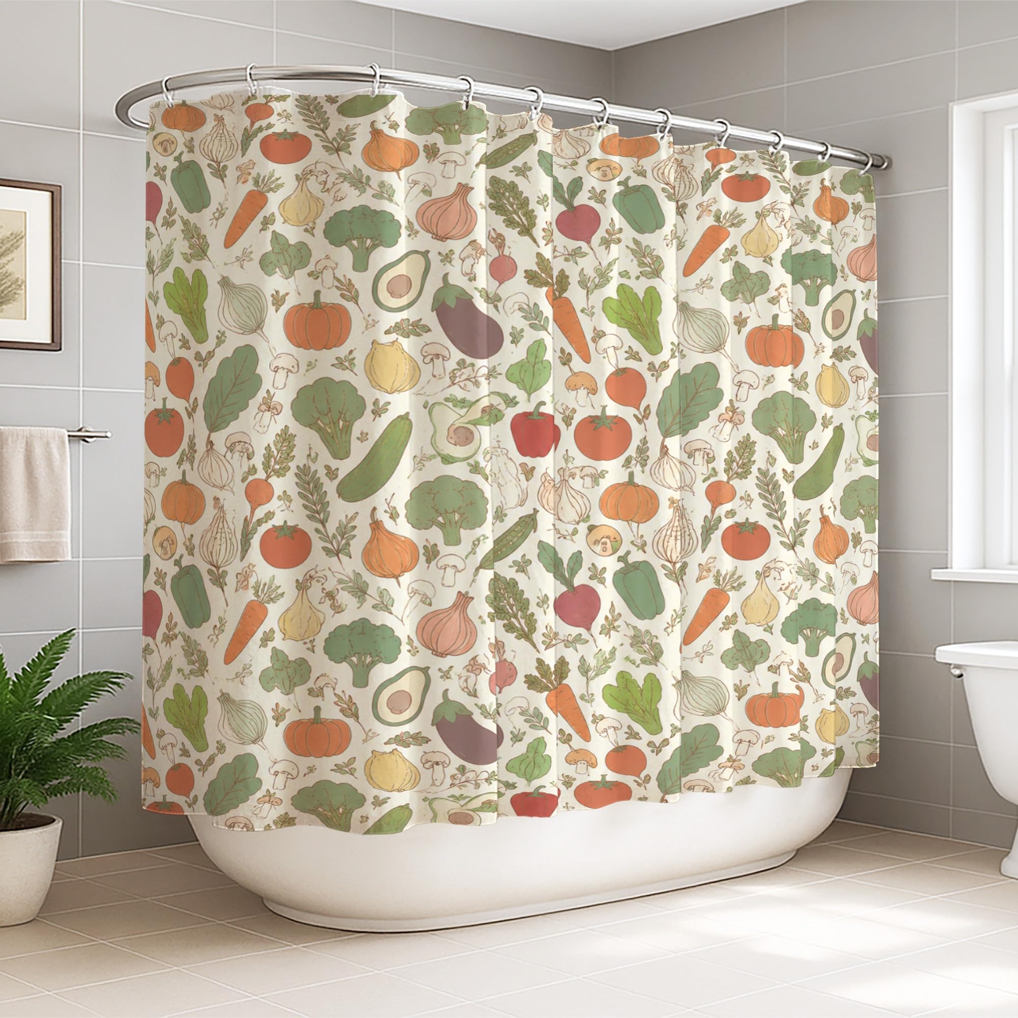Rideau de douche vert automne en toile pour baignoire de dortoir