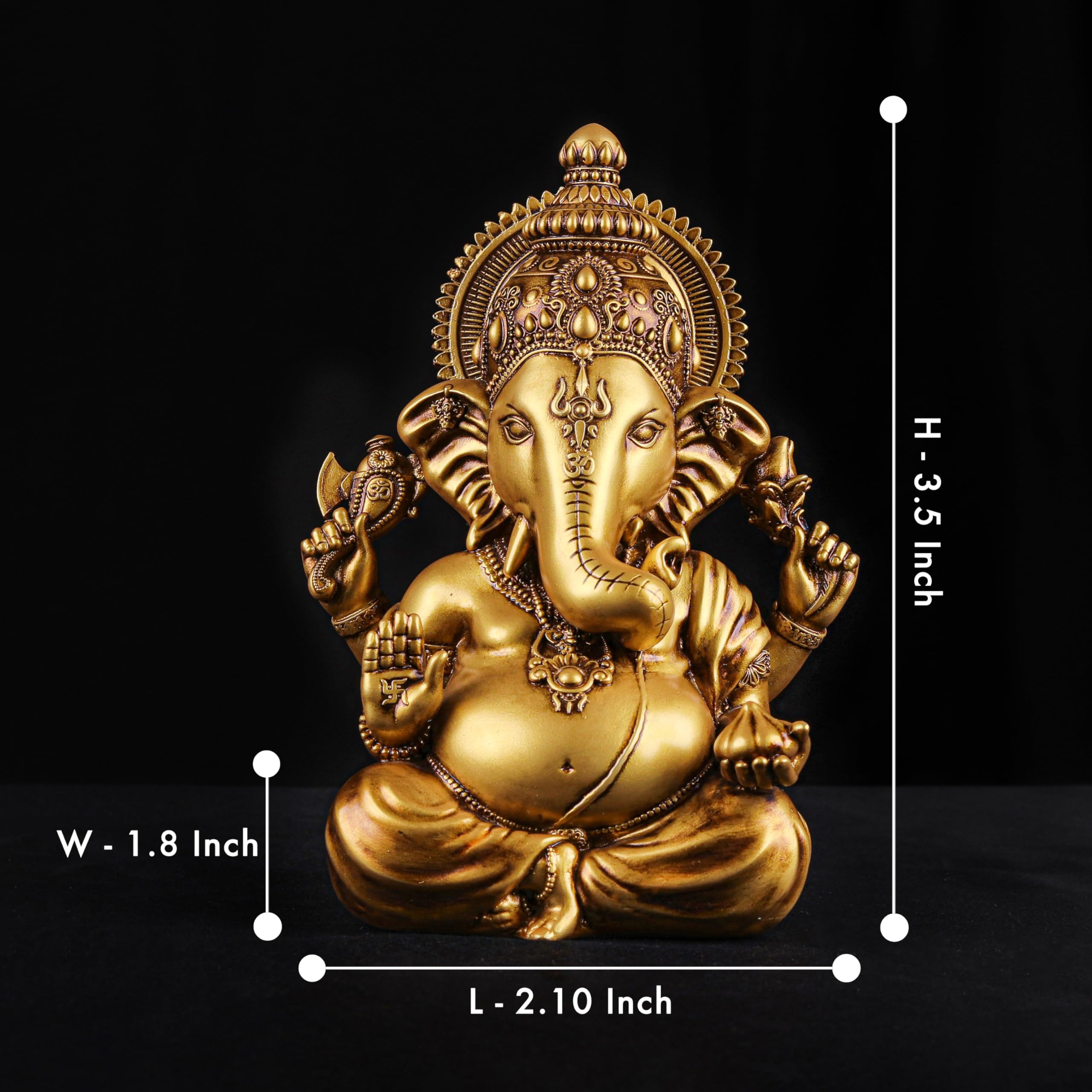 Artarium Ganesha Statua Ganesha na deskę rozdzielczą samochodu, dekoracja pokoju, żywica, Vighnaharta, Ganesha, idol, dekoracja samochodu i domu, statuetka Ganesh Murti, na prezent dla kobiet