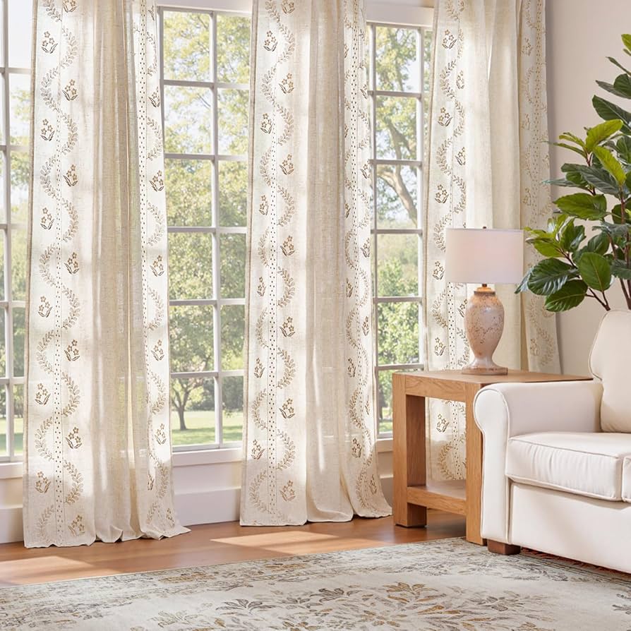 Amazon.com: jinchan Belrose Linen Curtains for Bedroom