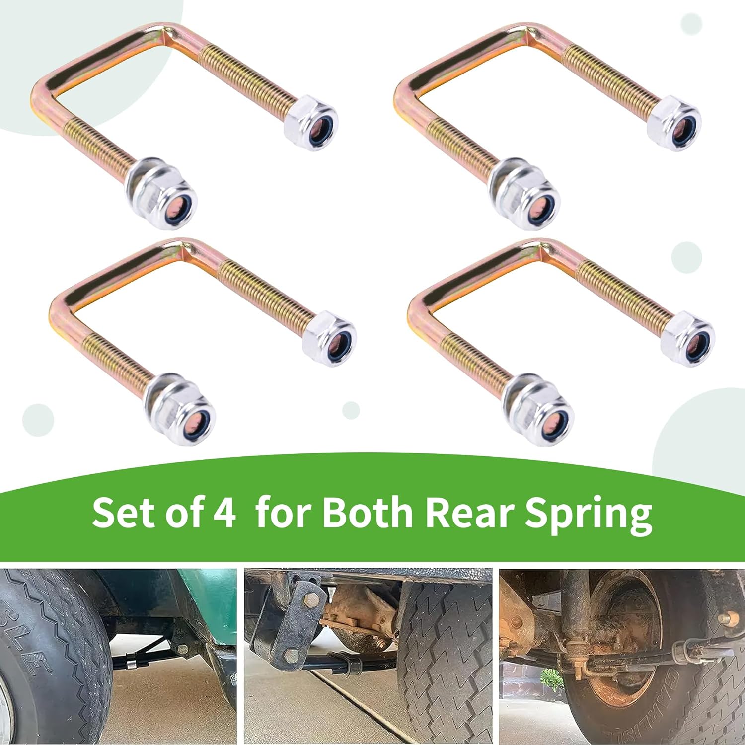 10L0L Rear Leaf Spring Bolts Kit for EZGO TXT,Set of 4 Golf Cart Leaf Spring U Bolt & Screw Nut for EZGO TXT 72681-G01 00560-G1 11098-G5 72029-G01 72124G01 72124-G01 72618G01 72618-G01