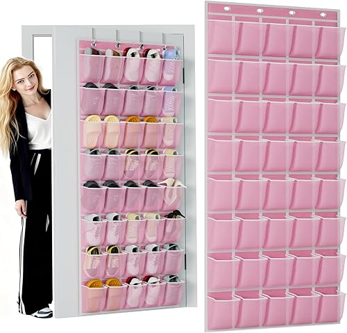Miniatura 12 de homyfort Organizador de zapatos de 35 bolsillos grandes sobre la puerta, estante de zapatos colgante de tela Oxford extra resistente para armario de