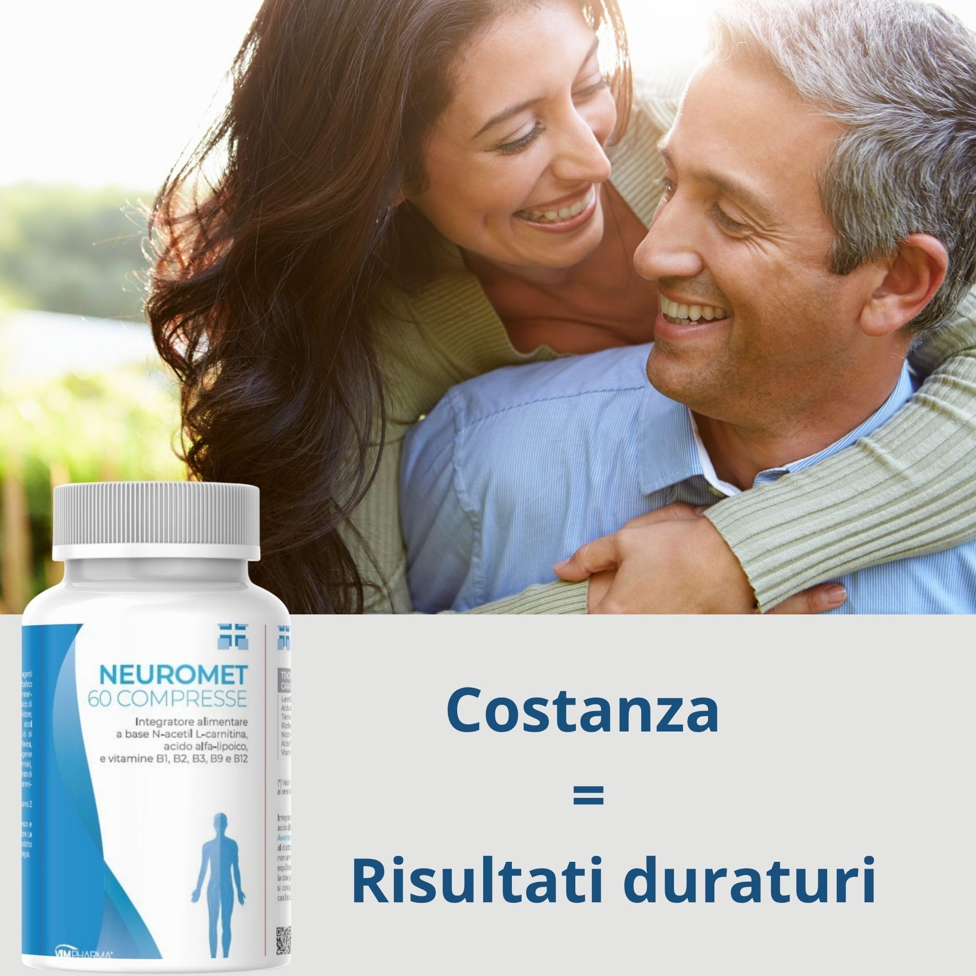 VIMPHARMA Integratore di Acetil l Carnitina Acido Alfa Lipoico Niacina NEUROMET Vegano Naturale Efficace per benessere Sistema Nervoso Stanchezza 60 Cpr Made in Italy