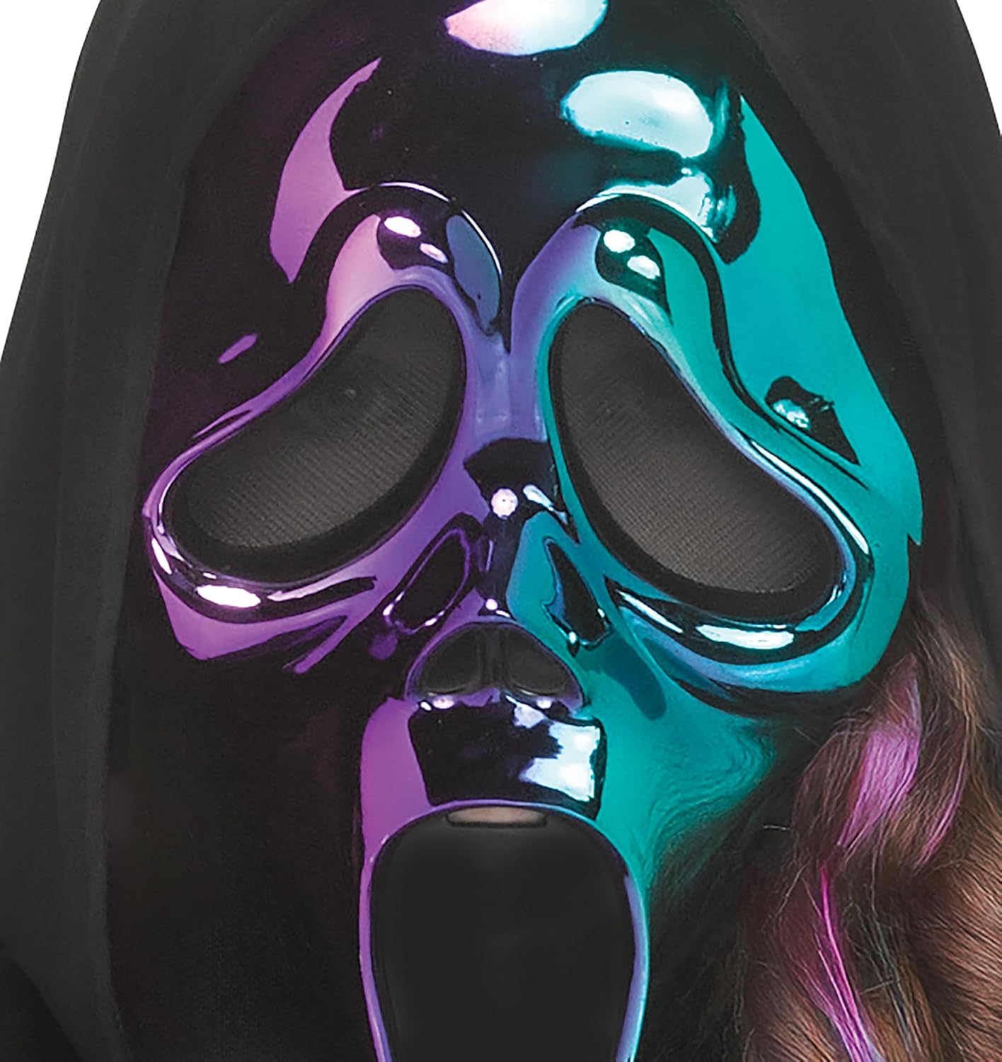 Fun World Girls' Two-Tone Chrome Ghost Face Costume, Large, Purple/Teal