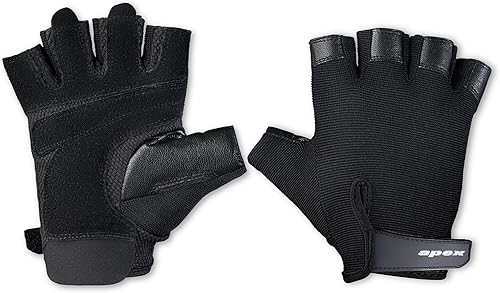 MARCY apex - Guantes de entrenamiento acolchados de cuero con pestañas para hombres y mujeres, guantes de ejercicio para levantamiento de pesas,