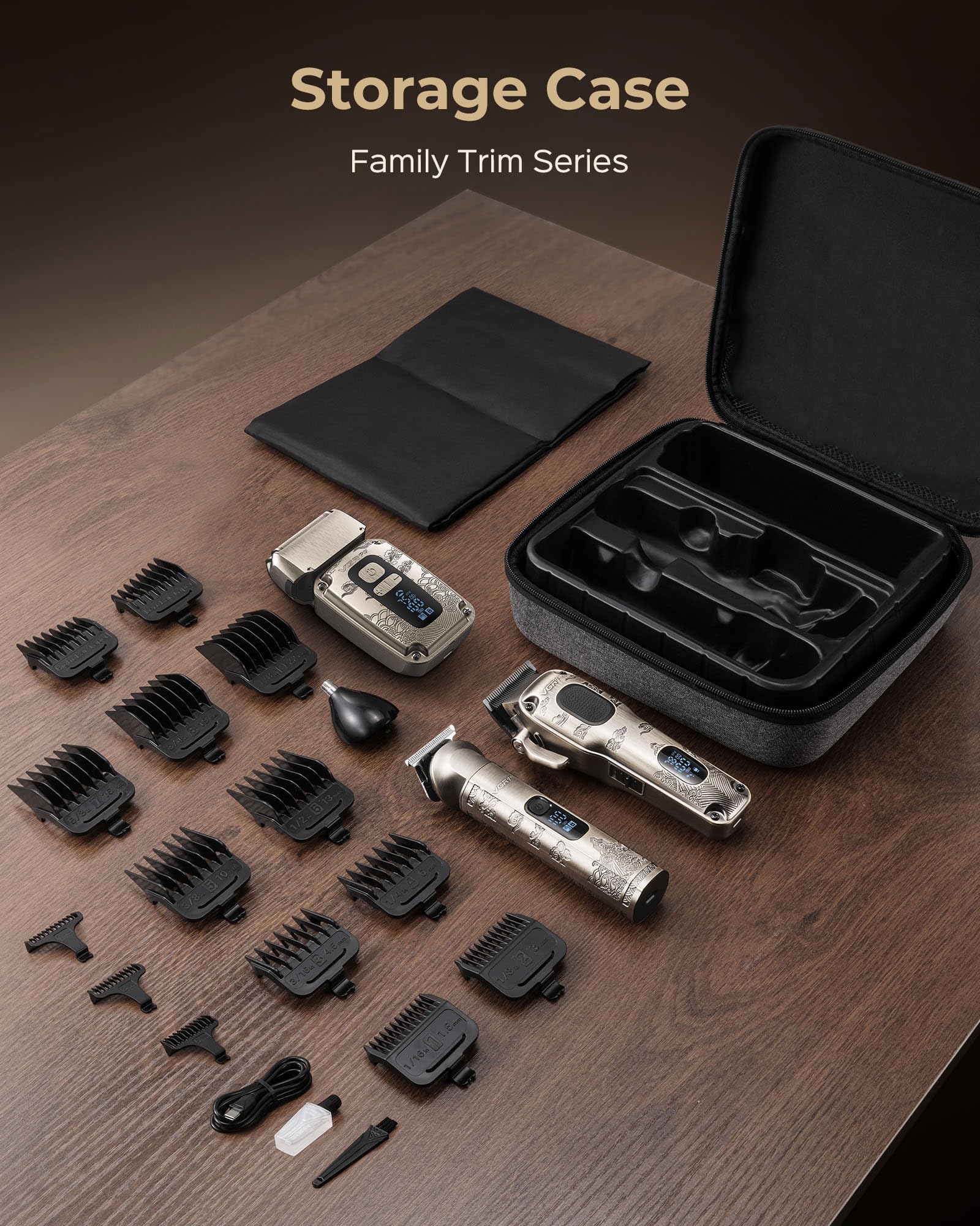 VGRPRO Haarschneider Set für Herren mit Ersatzklingen, professionelles Barber Grooming Kit für Haarschnitte, Fades, Barttrimmen, Detailarbeit, Zuhause und Salon