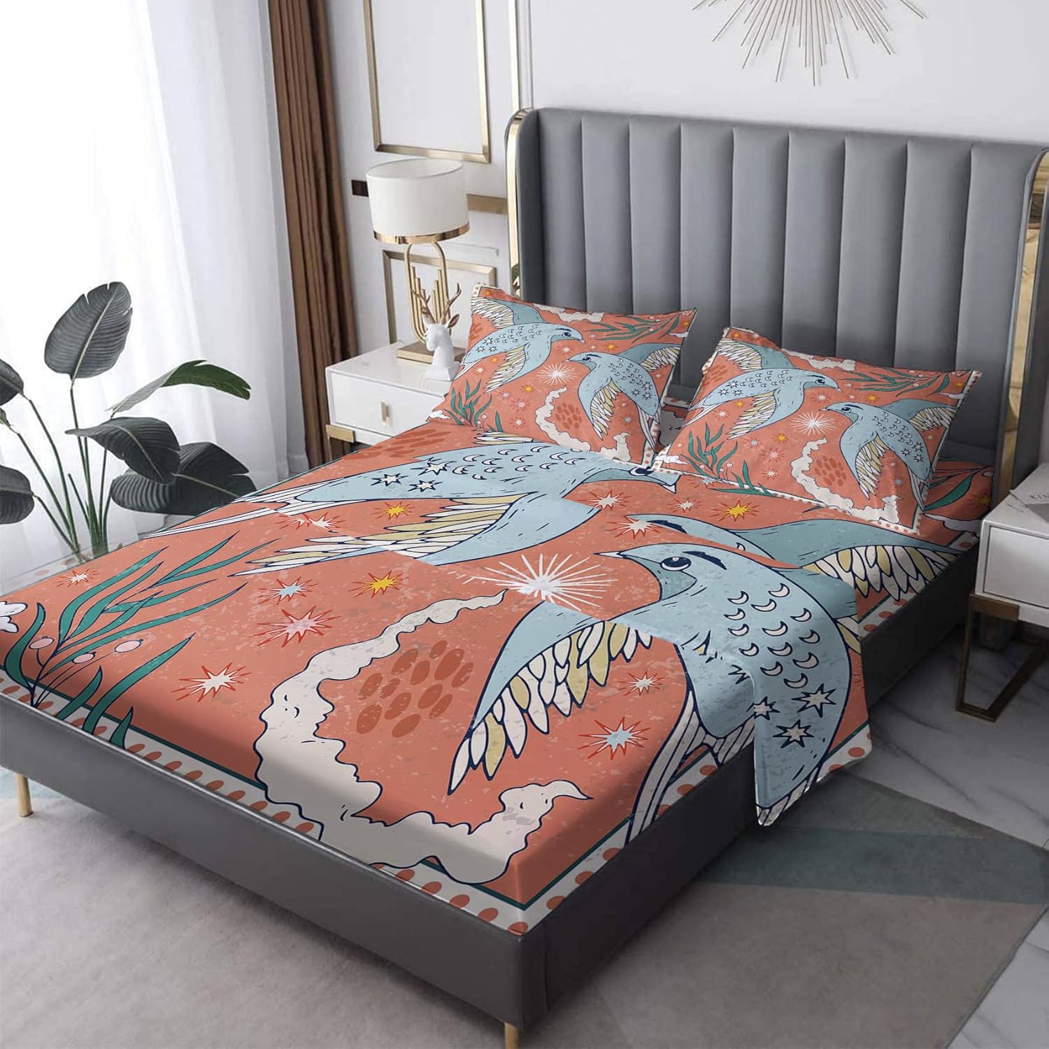 Bird Sheets Full Size, Aesthetic Bed Sheets, Patterned