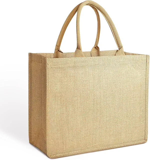 Sac en toile de jute personnalisable - Cabas femme élégant réutilisable - Tote bag écologique