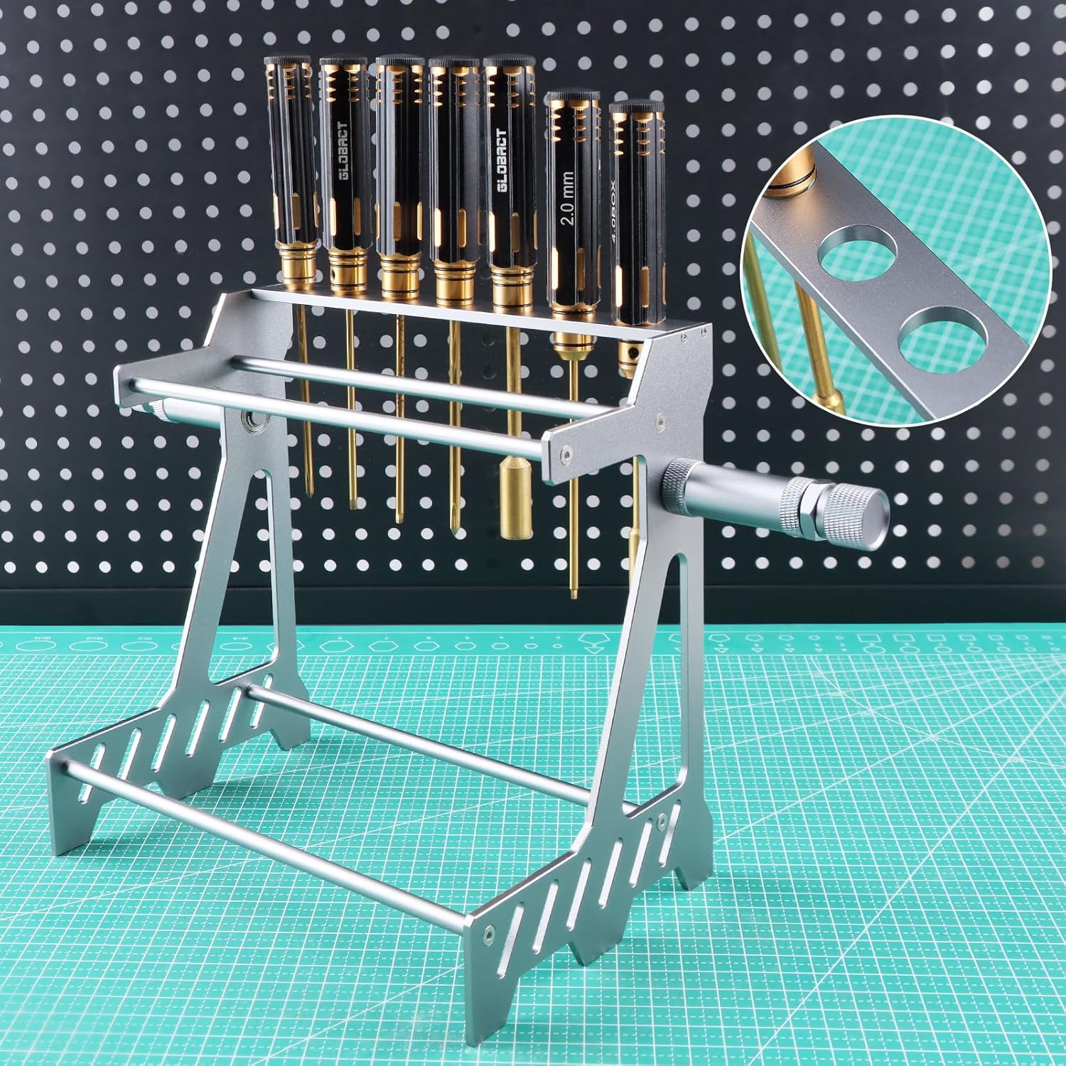 2-in-1 RC Tire Wheel Storage and Balancer Stand Bracket, Wheel Tire Balancer Dynamic Support Base Tool with Multi-layer Storage Function, RC Tool Organizer for 1/7 1/8 1/10 RC Crawlers (Grey)