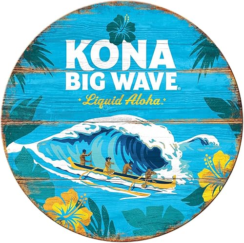Desperate Enterprises Kona - Letrero de madera MDF Big Wave - Señales de cerveza - Letreros nostálgicos vintage - Hecho en los Estados Unidos