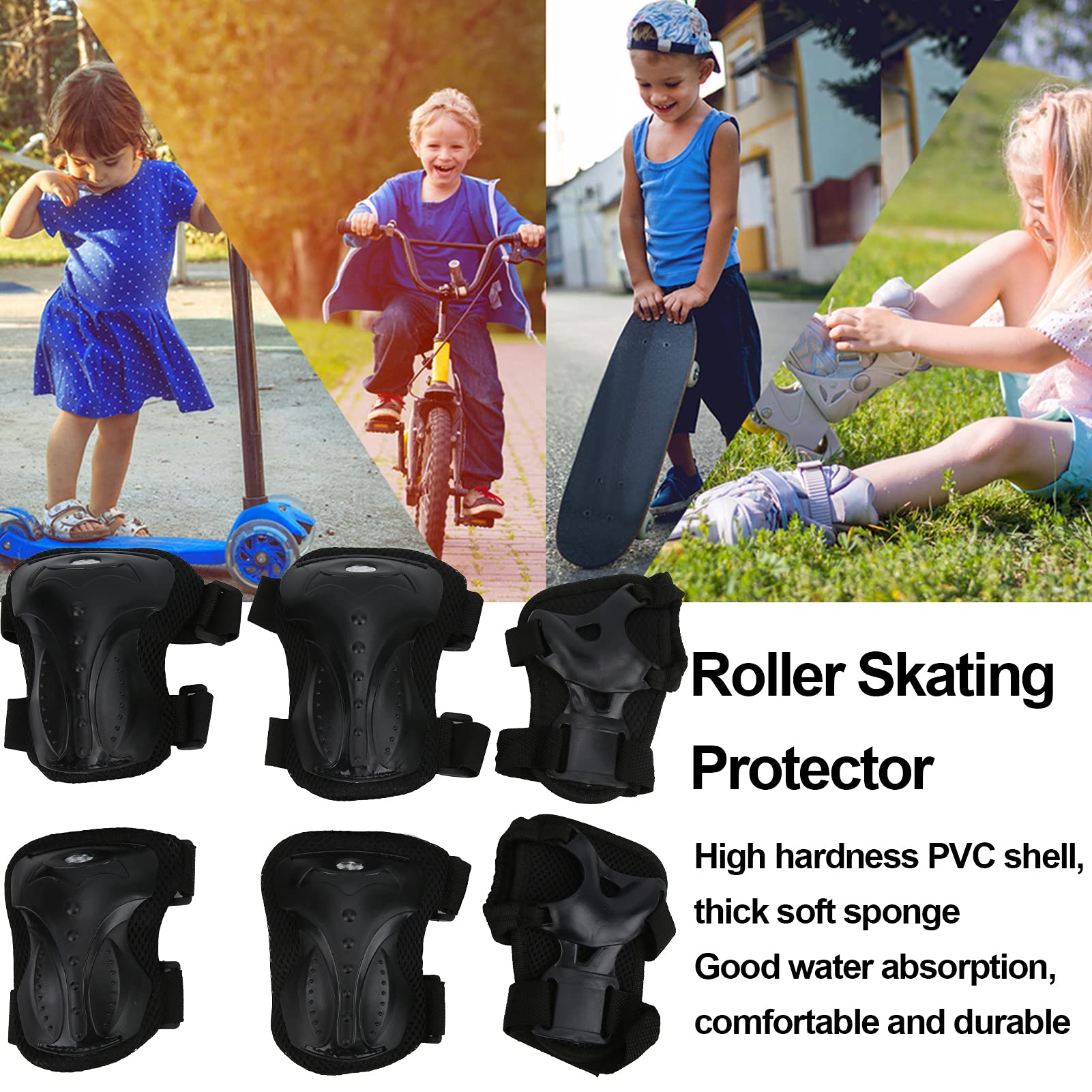 Hozee Knee Pads Protector Kit, Good Water Absorption Skating Protection Gear Set Adjustable Sports Protective Gear for Cycling for Skating for Adults for Sport