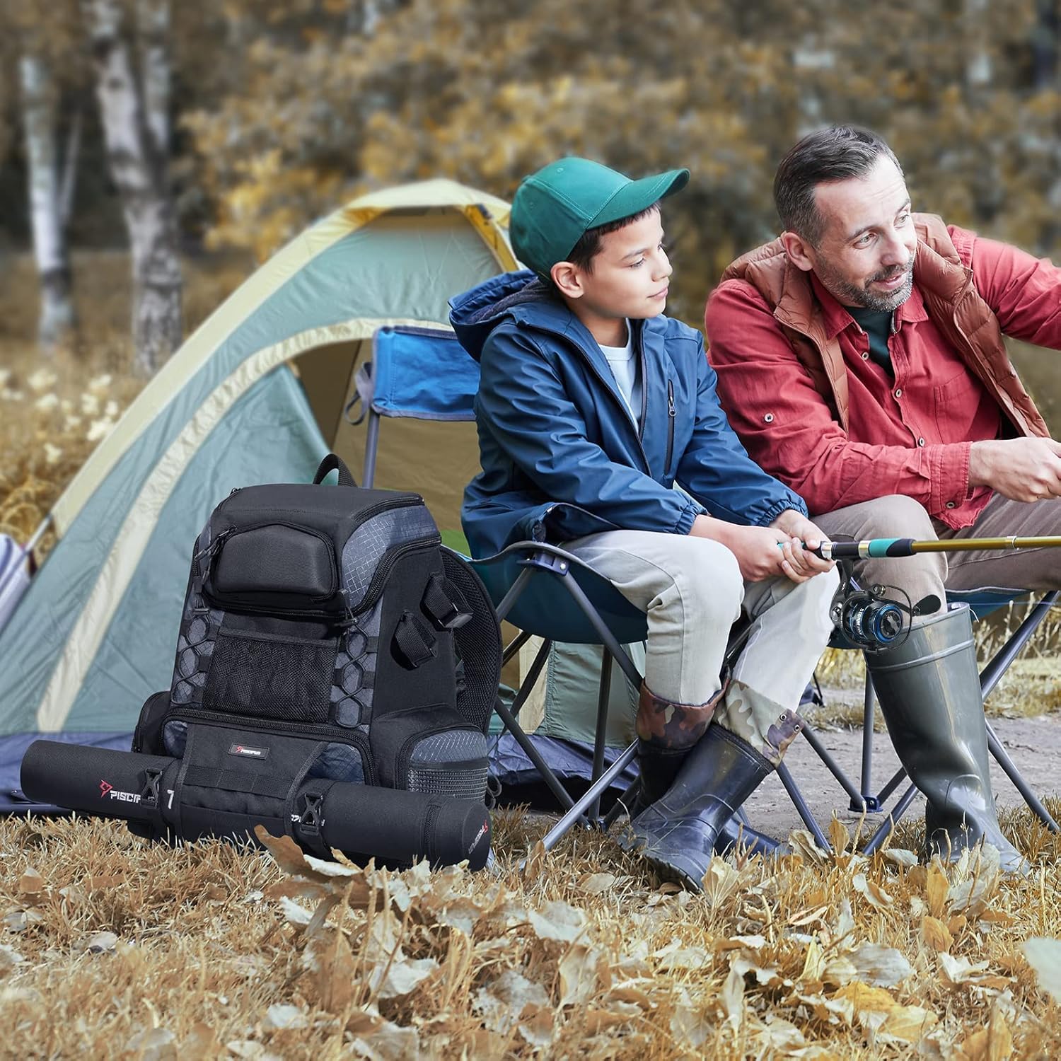 Piscifun Fishing Tackle Backpack with 4 Boxes, Fishing Bag Large Capacity with 4 Trays and Protective Rain Cover Black : Sports & Outdoors