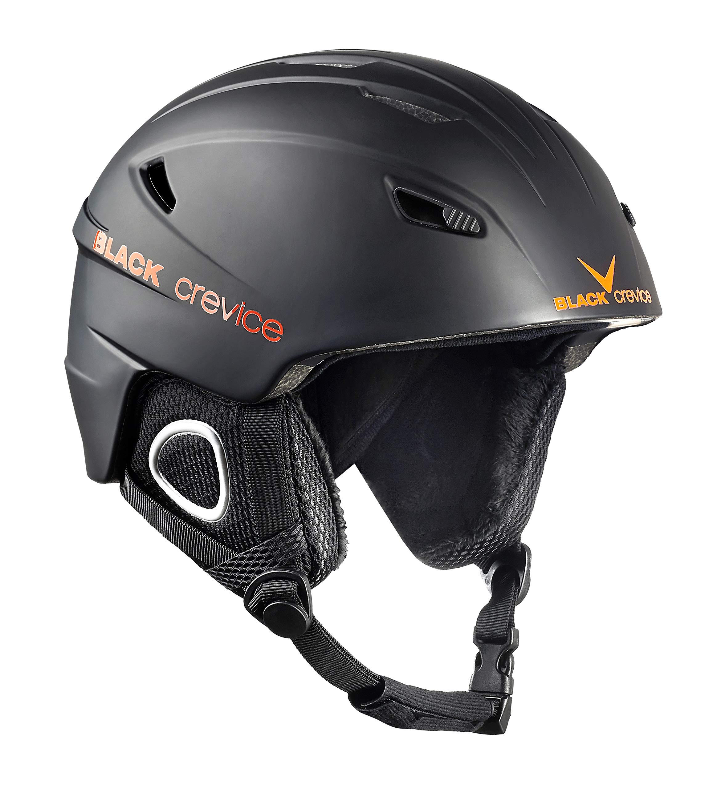 BLACK CREVICE Kitzbühel Casco da sci I Casco da sci design sportivo in diversi colori I Casco da sci uomo & donna I Casco in policarbonato I Casco da sci traspirante (L, nero/arancia)
