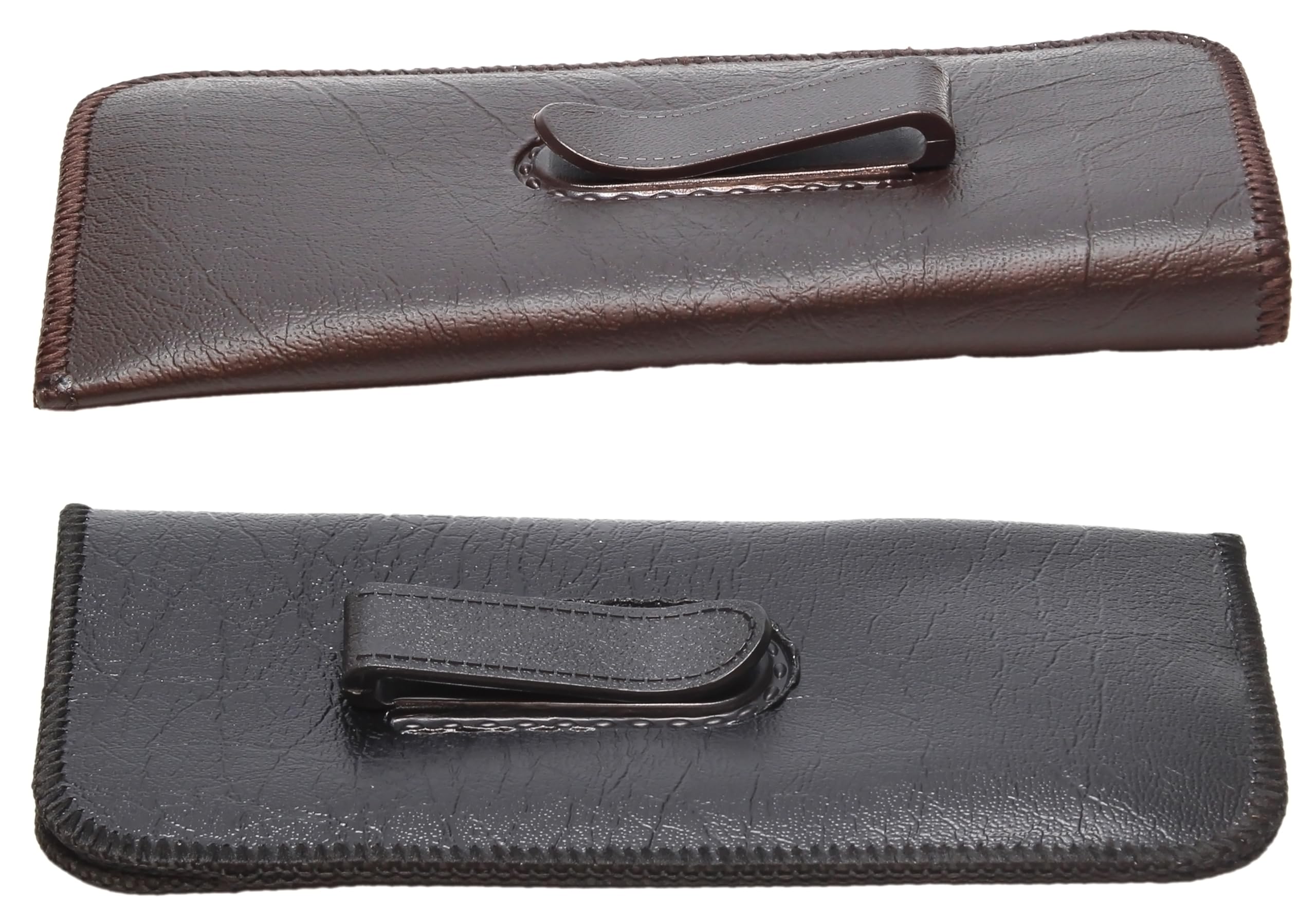 Calabria S-41 Soft Slim Slip In Eyeglass Case w/Pocket Belt Clip PU Leather Mens Womens Glasses Holder Pouch Sleeve Storage