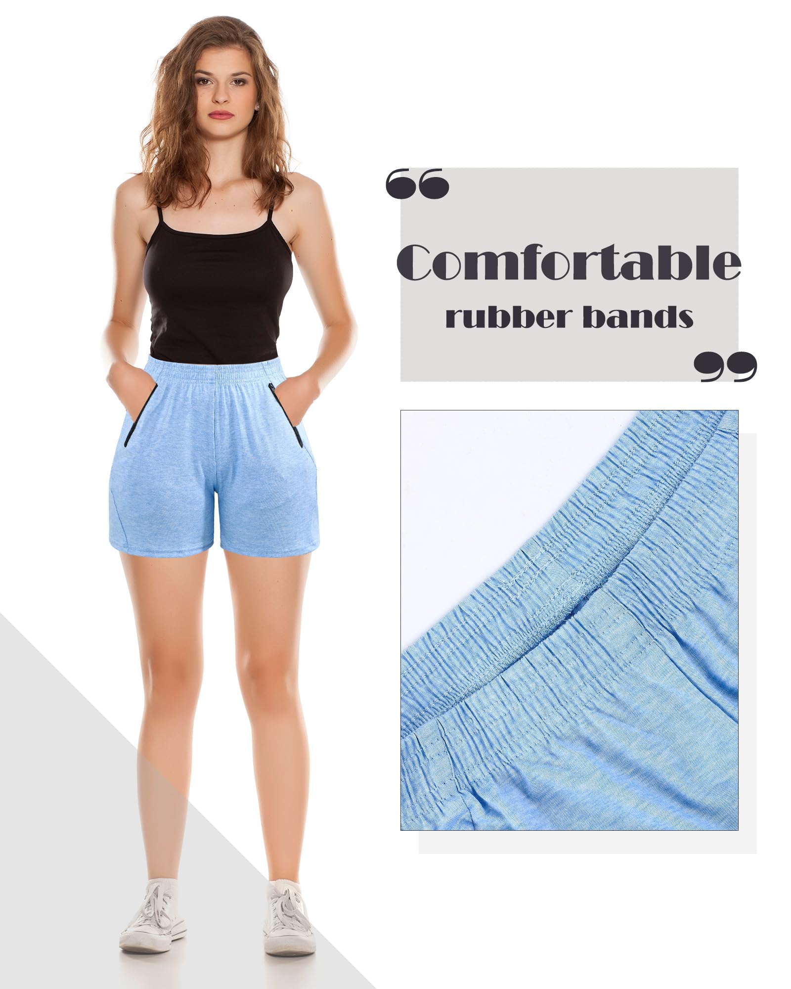 Chuarry 10er-Pack Damen-Shorts, schnelltrocknend, für Laufen, Wandern, Fitnessstudio, mit dezenten Reißverschlusstaschen