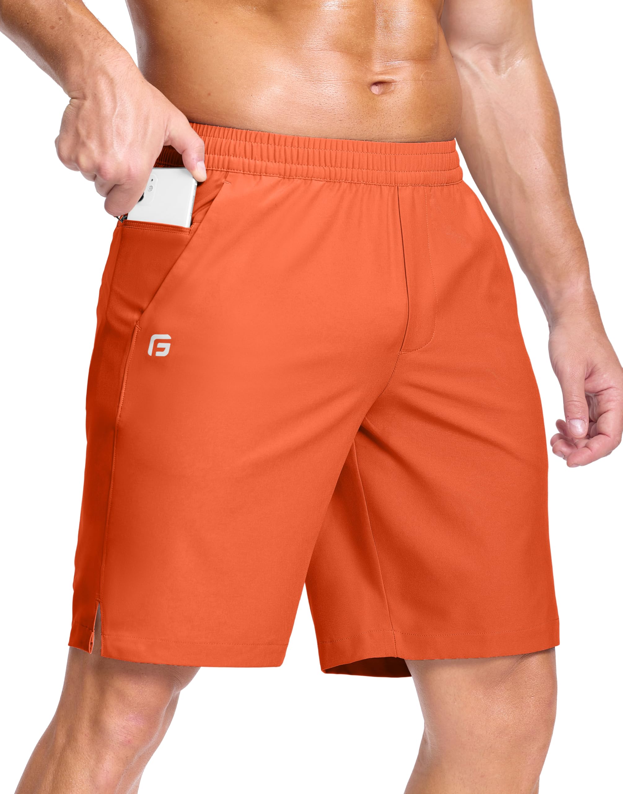 GGJ Men's Lightweight Athletic Shorts with 2 Zipper Pockets 7"/9"/5" Gym Workout Running Quick Dry Tennis Shorts for Men
