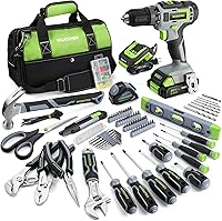 Vista 10 de WORKPRO Kit de herramientas rosa con taladro, juego de herramientas con destornillador de iones de litio inalámbrico de 20 V, juego de taladro rosa