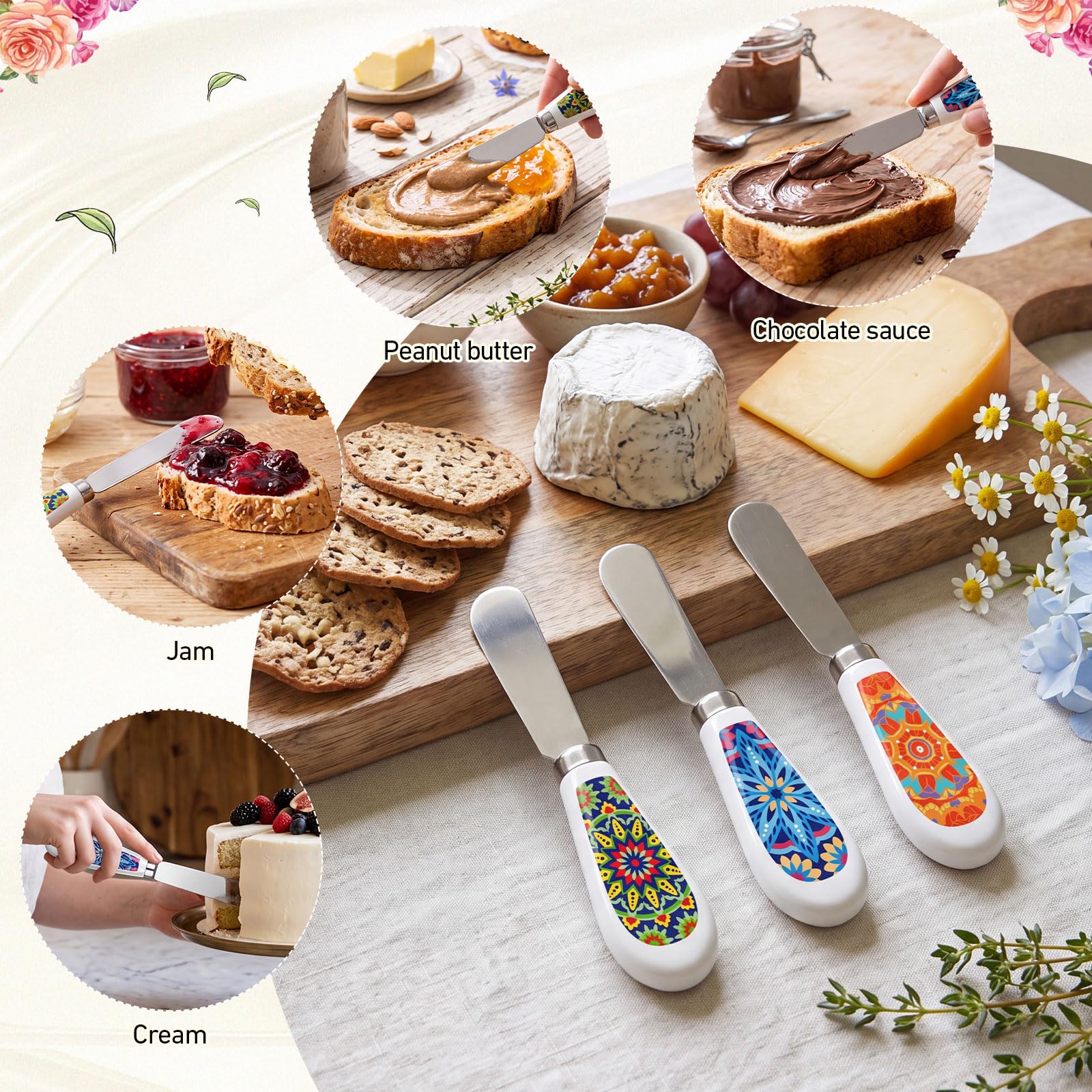 Boho Butter Knife Set - 6 Pack Cheese Spreader -7