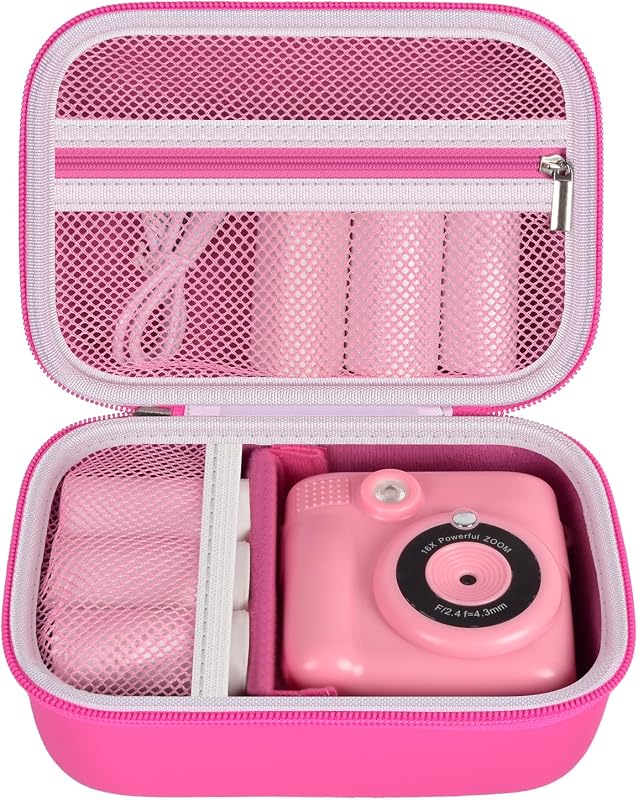 Kids Instant Camera Case for Dylanto and & ESOXOFFORE-Rose | Hard Shell, Removable Divider, Accessories Mesh Pocket, Holds Camera, Paper and Cables, for Kids, Travel, Case Only