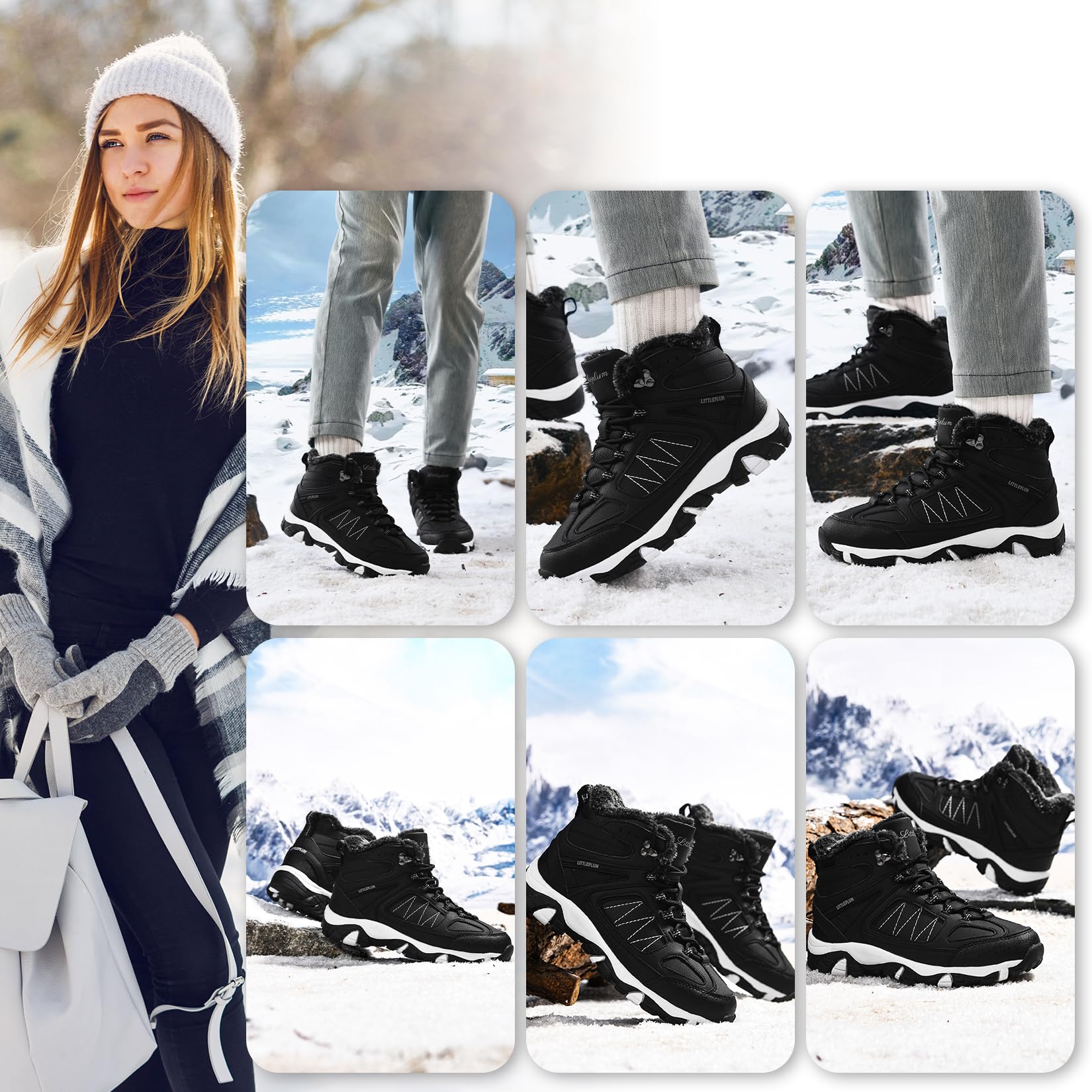 ASHION Bottes Femme Chaussures Coton Bottines Hiver trekking Bottes de Neige,
