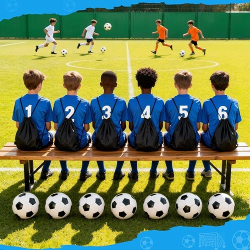 Miniatura 7 de Paquete de 12 balones de fútbol clásicos con bomba de fútbol y bolsa de malla. Mochila de fútbol clásica. Se puede utilizar como relleno de regalo