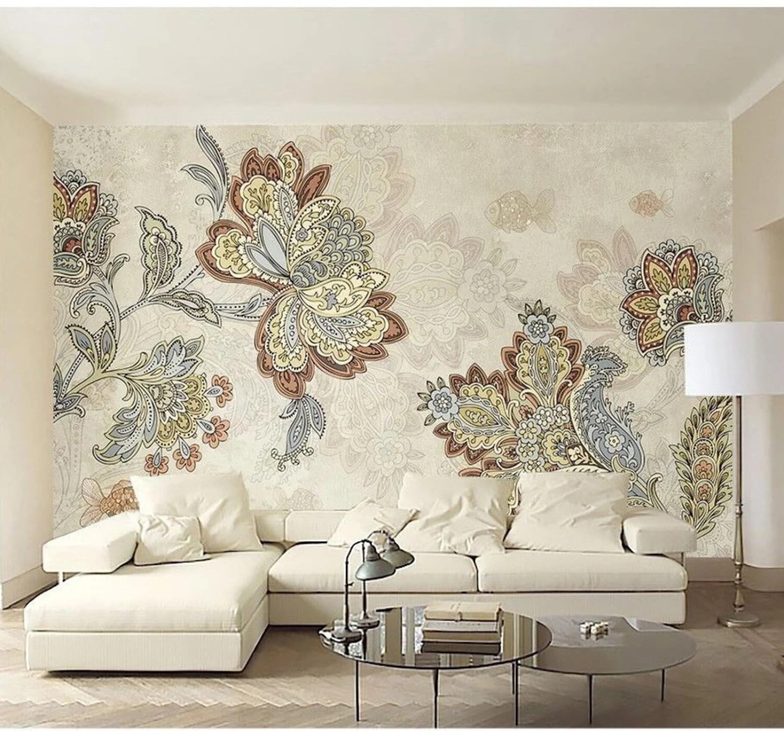 Vintage Floral Art Brocade Style 3D Wallpaper Easy Install Feature Office Living Room Sofa Bedroom TV Background Wall Decoration-350cm×256cm