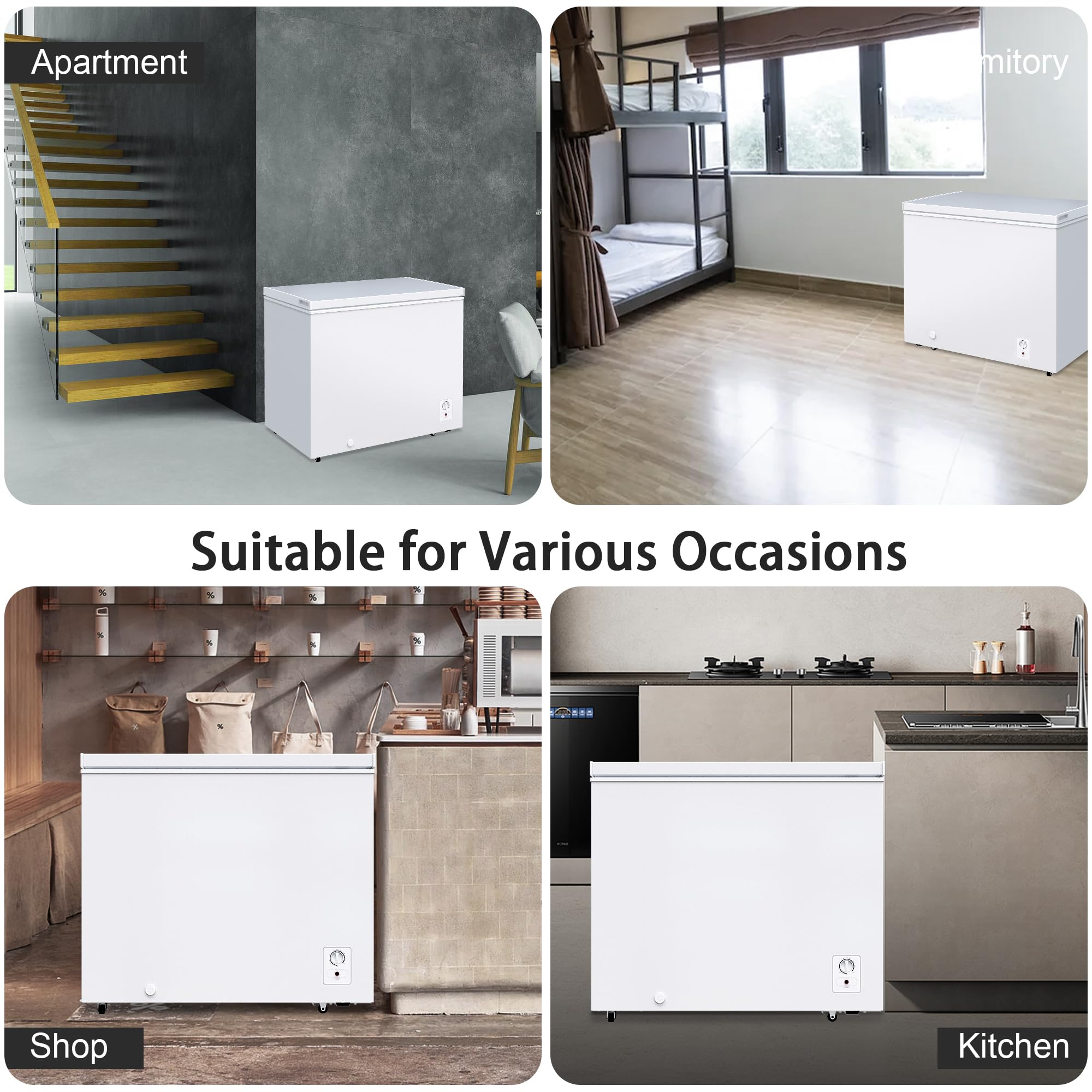 Rosmena Chest Freezer 7.0 Cubic Feet, Deep Freezer With 8 Adjustable Thermostat, Compact Freezers With Removable Basket Easy Front Defrost, Drain Standing Top Open Door For Homes, White on Fridge.com - View 5