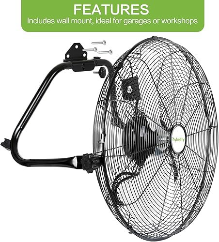 Miniatura 5 de hykolity Ventilador de piso de alta velocidad de 20 pulgadas, ventilador industrial de metal resistente de 3 velocidades 4650 CFM con sistema de