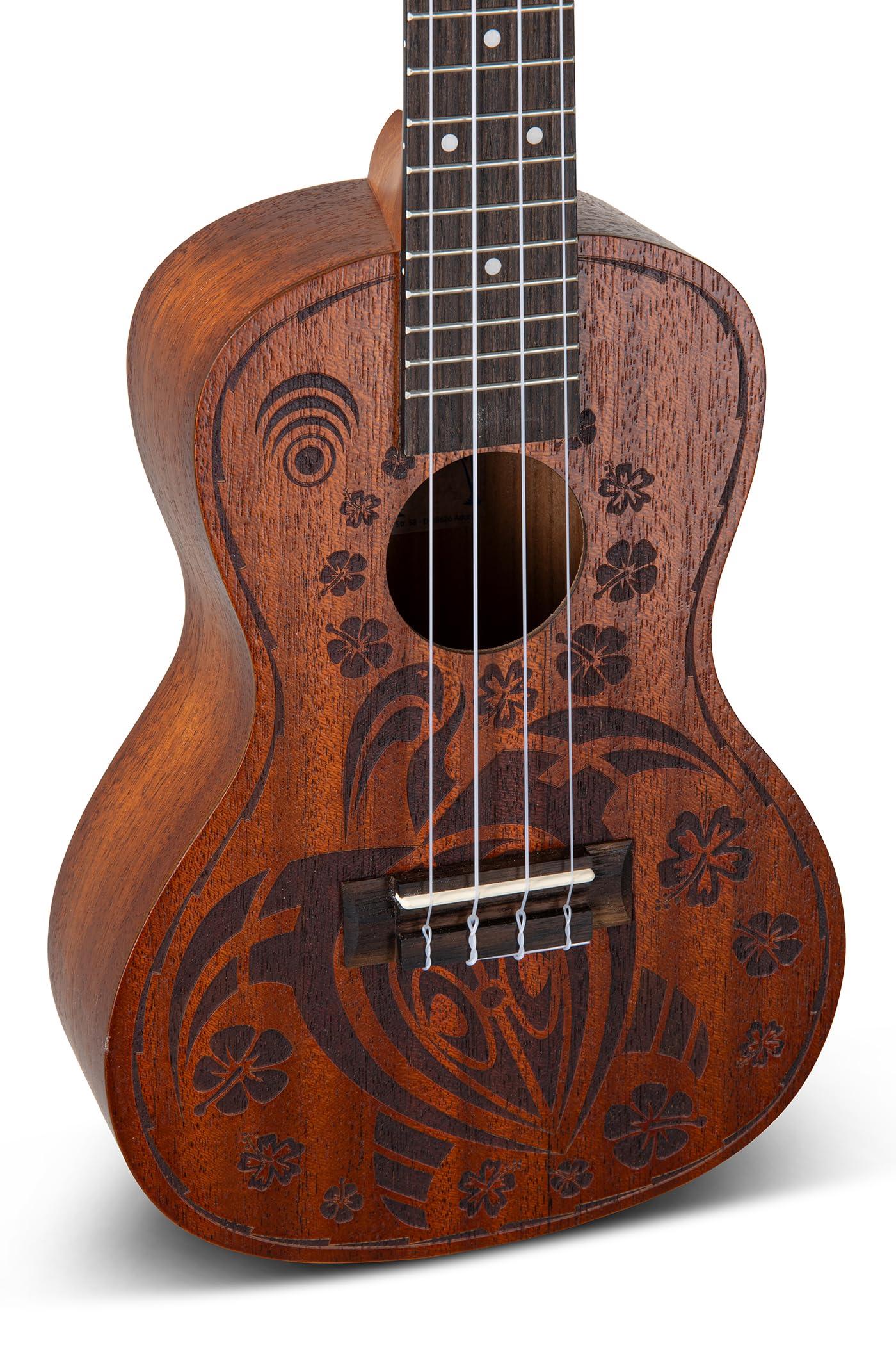 GEWA Concert Ukulele Manoa Wildlife - Korpus Sapelli - Laser Design Crazy Turtle - Natur seidenmatt - inkl. gepolstertem Gig Bag - K-CO-TUR