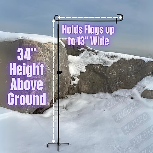 Miniatura 2 de LCCBRO Soporte para bandera de jardín con base de 5 puntas para bandera doble exterior, soporte de bandera de patio más estable a prueba de clima,