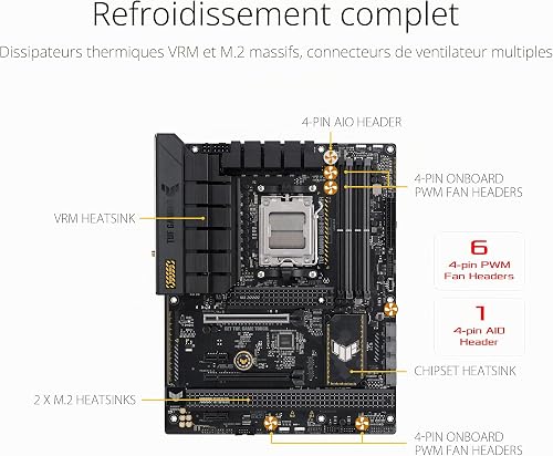 ASUS TUF GAMING B650-PLUS WIFI – Carte mère gaming AMD Ryzen AM5 ATX (14 phases d'alimentation, PCIe 5.0 M.2 support, DDR5, WiFi 6, 2.5 Gb Ethernet, USB4, Aura Sync RGB) - 4