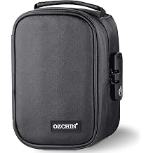 OZCHIN Large Smell Proof Bag with Combination Lock Odor Proof Lock Box Travel Storage Case Activated Charcoal Bag Great Christmas Gift Black, L