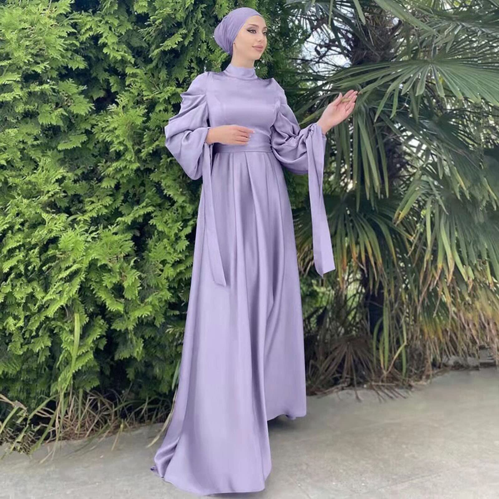 Gebetskleidung für Frauen Kaftan Kleid Lange Muslimisches Damen Kleider Einfarbig Arabische Kleidung Abaya Hijab Islamische Kleidung Baumwolle Türkisches Katfan Muslimische Robe