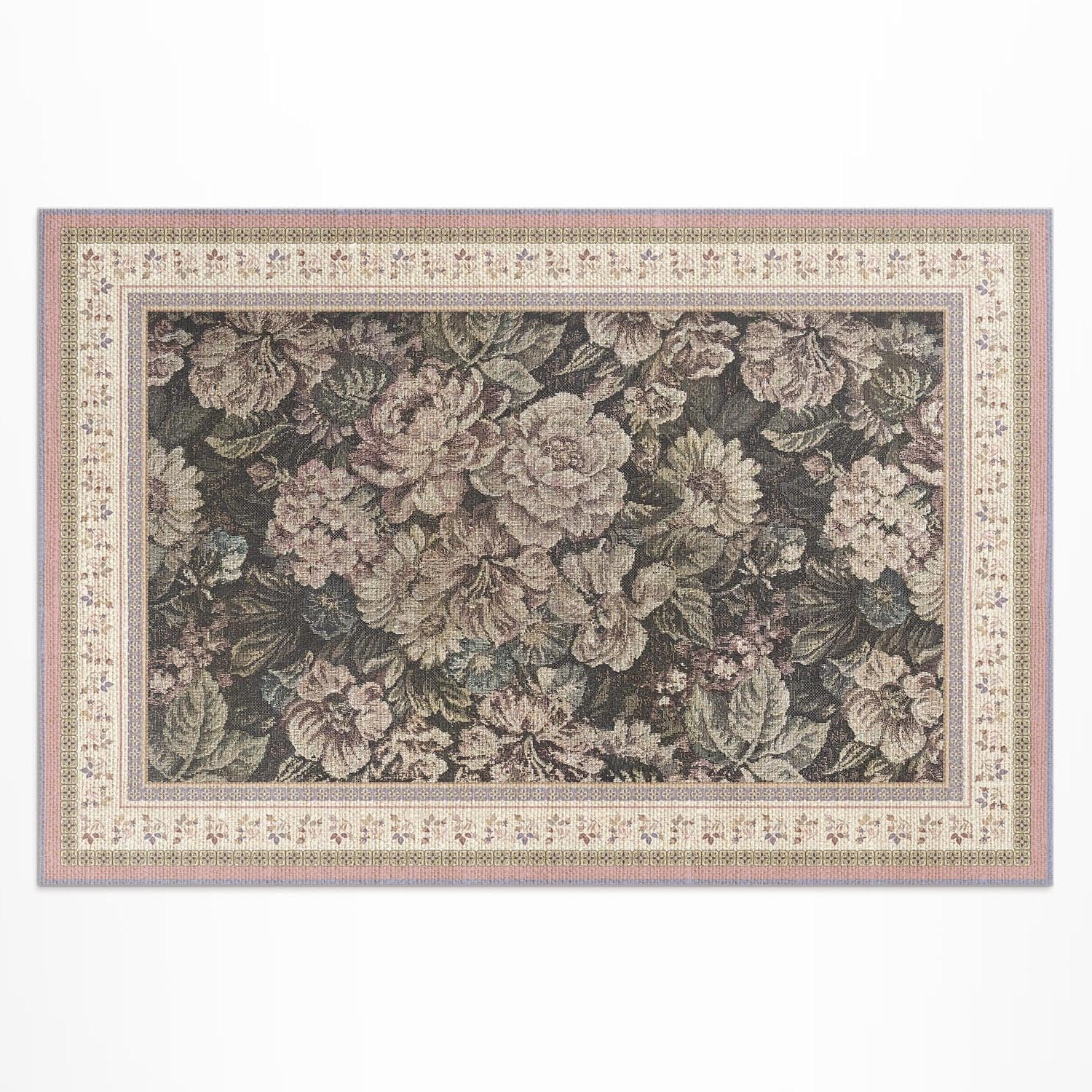 Tapis d'extérieur 60x90 cm en PVC imperméable et résistant pour décoration de porche floral