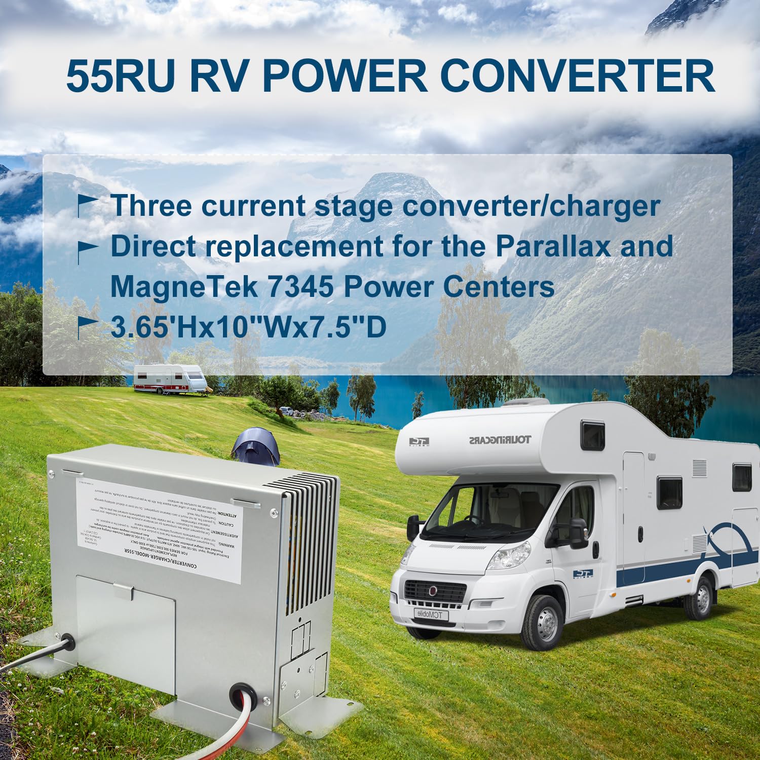 Convertidor de corriente RV de 55 amperios/reemplazo de cargador/actualización para RU Series 55RU 500, 5300, 7300 o 8300