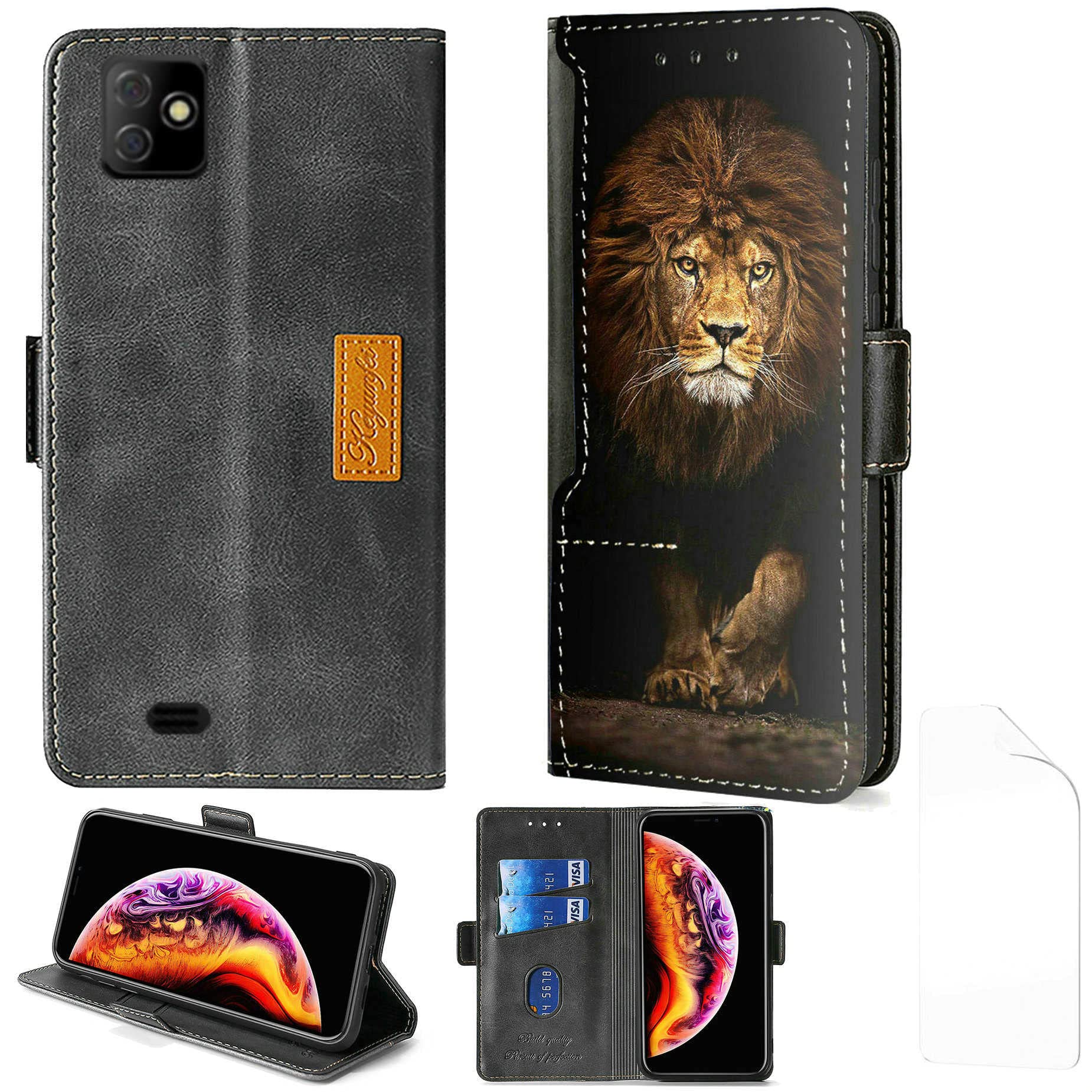 Aroepurt Flip Cover Compatibile con rephone Smartphone Custodia Case Cover + Morbido Pellicola Protettiva [Funzione Staffa] LLB-FEN