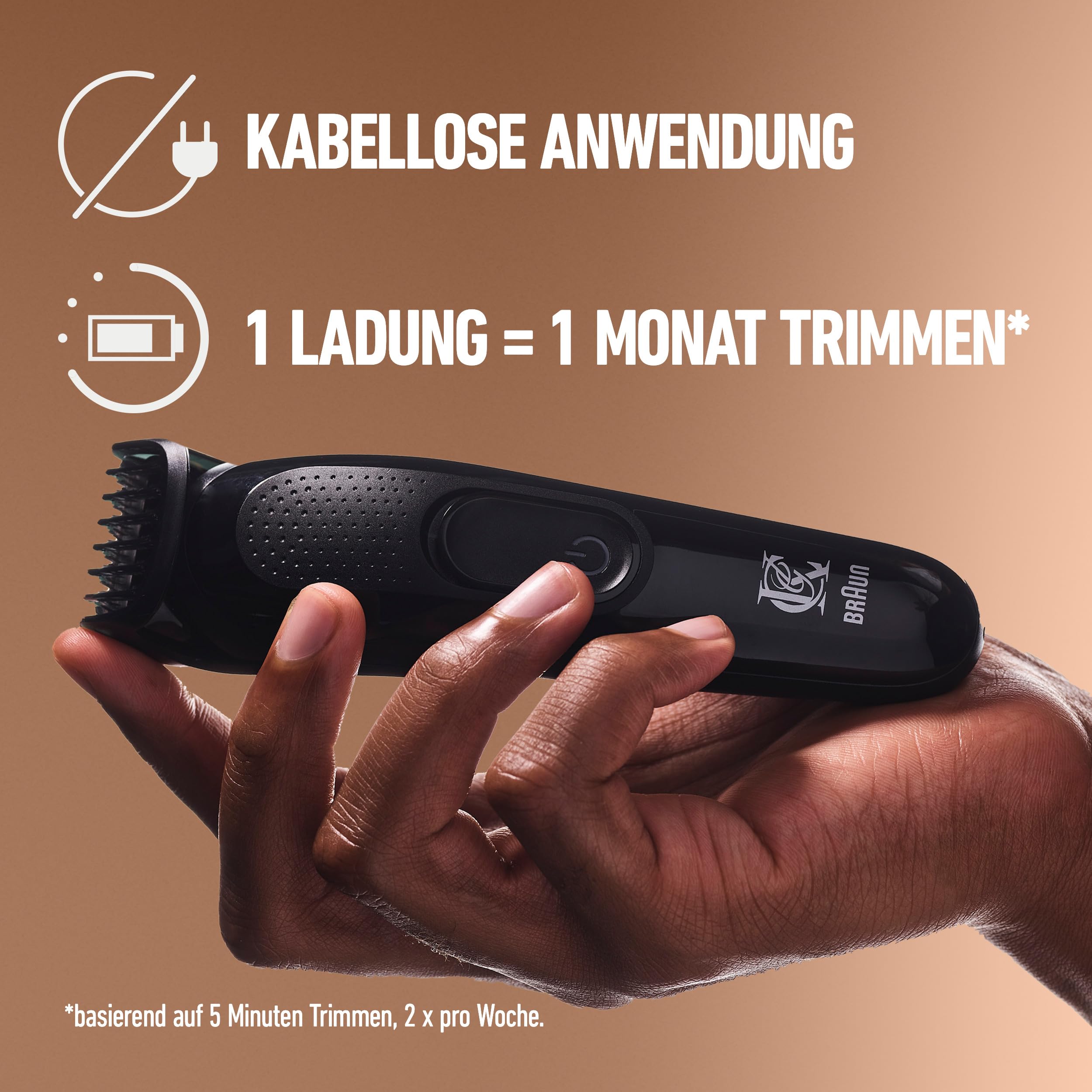 King C. Gillette Elektrischer Bartschneider Herren, Kabellos mit Ultrascharfe Lebenslang Klingen, 4 Verschiedenen Kammaufsätzen für Den Dreitagebart, Kurzes, Mittellanges Und Langes Barthaar