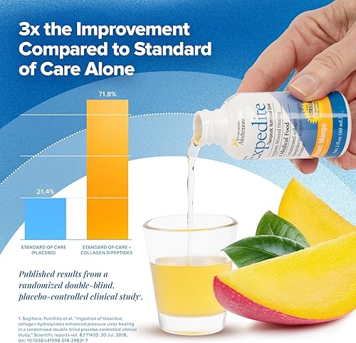 Vista 19 de Medtrition Colágeno líquido Expedite, 30 veces más péptidos de colágeno que los polvos, apoya la curación de heridas, recuperación de cirugía